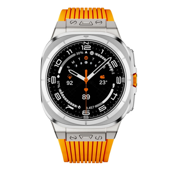 For Samsung Galaxy Watch Ultra 47mm Titanium Connector Silver Buckle Silicone Watch Band(Orange)