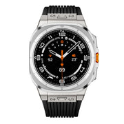 For Samsung Galaxy Watch Ultra 47mm Titanium Connector Silver Buckle Silicone Watch Band(Black)