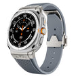 For Samsung Galaxy Watch Ultra 47mm Titanium Connector Silver Buckle Silicone Watch Band(Gray) - free shipping - PMC TechLife - Order now!