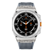 For Samsung Galaxy Watch Ultra 47mm Titanium Connector Silver Buckle Silicone Watch Band(Gray)