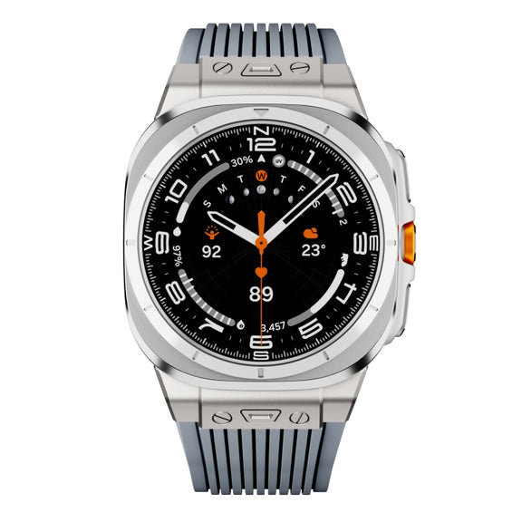 For Samsung Galaxy Watch Ultra 47mm Titanium Connector Silver Buckle Silicone Watch Band(Gray)