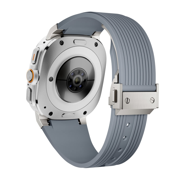 For Samsung Galaxy Watch Ultra 47mm Titanium Connector Silver Buckle Silicone Watch Band(Gray)