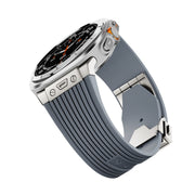 For Samsung Galaxy Watch Ultra 47mm Titanium Connector Silver Buckle Silicone Watch Band(Gray)