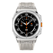 For Samsung Galaxy Watch Ultra 47mm Titanium Connector Silver Buckle Silicone Watch Band(Starlight)