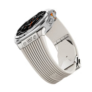 For Samsung Galaxy Watch Ultra 47mm Titanium Connector Silver Buckle Silicone Watch Band(Starlight)