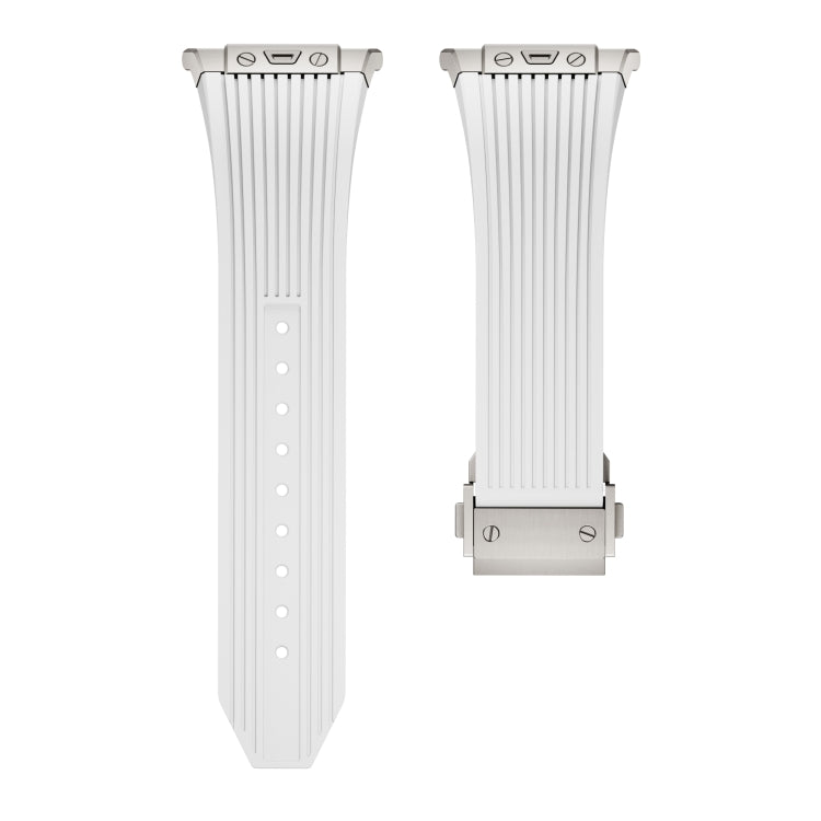 For Samsung Galaxy Watch Ultra 47mm Titanium Connector Silver Buckle Silicone Watch Band(Starlight) - free shipping - PMC TechLife - Order now!