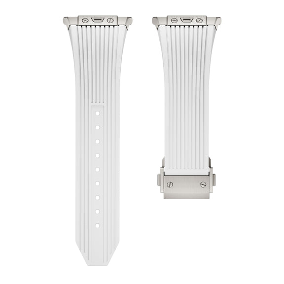 For Samsung Galaxy Watch Ultra 47mm Titanium Connector Silver Buckle Silicone Watch Band(Starlight)