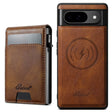 For Google Pixel 9 Pro Suteni H19 Oil Wax 2-in-1 MagSafe Removable Card Box Back Phone Case(Brown) - free shipping - PMC TechLife - Order now!