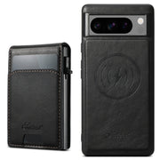 For Google Pixel 8 Suteni H19 Oil Wax 2-in-1 MagSafe Removable Card Box Back Phone Case(Black)
