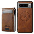 For Google Pixel 8 Pro Suteni H19 Oil Wax 2-in-1 MagSafe Removable Card Box Back Phone Case(Brown) - free shipping - PMC TechLife - Order now!