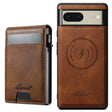 For Google Pixel 7 Suteni H19 Oil Wax 2-in-1 MagSafe Removable Card Box Back Phone Case(Brown) - free shipping - PMC TechLife - Order now!