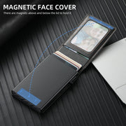 For Google Pixel 7a Suteni H19 Oil Wax 2-in-1 MagSafe Removable Card Box Back Phone Case(Black)