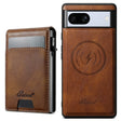 For Google Pixel 7a Suteni H19 Oil Wax 2-in-1 MagSafe Removable Card Box Back Phone Case(Brown) - free shipping - PMC TechLife - Order now!