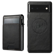 For Google Pixel 6 Suteni H19 Oil Wax 2-in-1 MagSafe Removable Card Box Back Phone Case(Black)