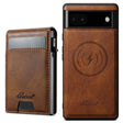 For Google Pixel 6a Suteni H19 Oil Wax 2-in-1 MagSafe Removable Card Box Back Phone Case(Brown) - free shipping - PMC TechLife - Order now!