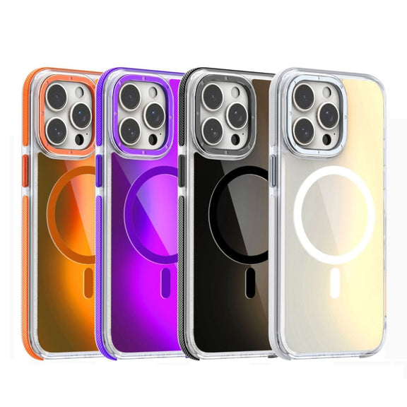 For iPhone 16e Dual-Color Gradient Discolor MagSafe Phone Case(Orange)