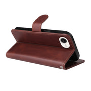 For iPhone 16e ENKAY Card Wallet Calf Texture Leather Phone Case with Screen Film(Brown)