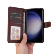 For Samsung Galaxy S25+ 5G ENKAY Card Wallet Calf Texture Leather Phone Case with Screen Film(Pink)