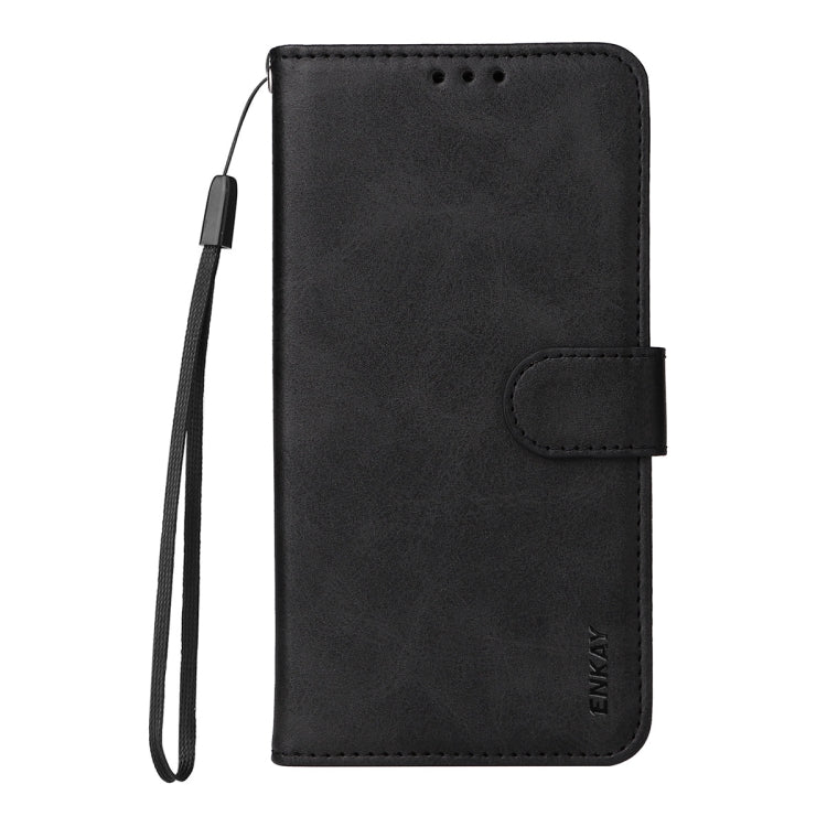 For Samsung Galaxy S25+ 5G ENKAY Card Wallet Calf Texture Leather Phone Case with Screen Film(Black)
