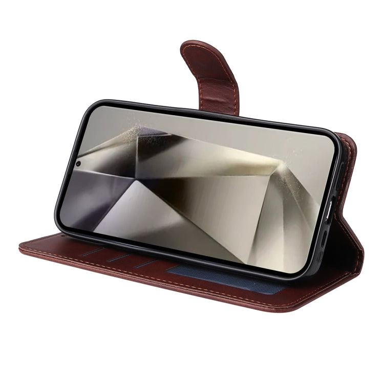 For Samsung Galaxy S25 Ultra 5G ENKAY Card Wallet Calf Texture Leather Phone Case with Screen Film(Brown)