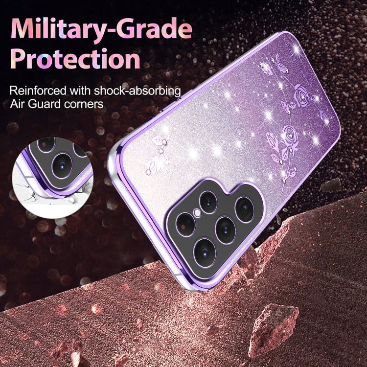 For Samsung Galaxy S25 5G Gradient Glitter Flower All-inclusive Phone Case(Purple) - Galaxy S25 5G Cases by PMC Jewellery | Online Shopping South Africa | PMC Jewellery | Buy Now Pay Later Mobicred