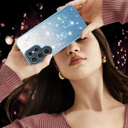 For Samsung Galaxy S25 5G Gradient Glitter Flower All-inclusive Phone Case(Blue)