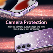 For Samsung Galaxy S25+ 5G Gradient Glitter Flower All-inclusive Phone Case(Purple)