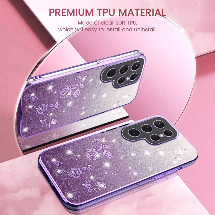 For Samsung Galaxy S25 Ultra 5G Gradient Glitter Flower All-inclusive Phone Case(Purple) - Galaxy S25 Ultra 5G Cases by PMC Jewellery | Online Shopping South Africa | PMC Jewellery | Buy Now Pay Later Mobicred