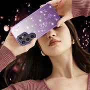 For Samsung Galaxy S25 Ultra 5G Gradient Glitter Flower All-inclusive Phone Case(Purple)