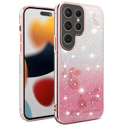 For Samsung Galaxy S25 Ultra 5G Gradient Glitter Flower All-inclusive Phone Case(Pink)