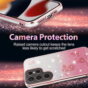 For Samsung Galaxy S25 Ultra 5G Gradient Glitter Flower All-inclusive Phone Case(Pink)