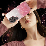 For Samsung Galaxy S25 Ultra 5G Gradient Glitter Flower All-inclusive Phone Case(Pink)