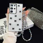 For Samsung Galaxy S25 Ultra 5G Little Fresh Bow Neck Chain TPU Phone Case(Black)