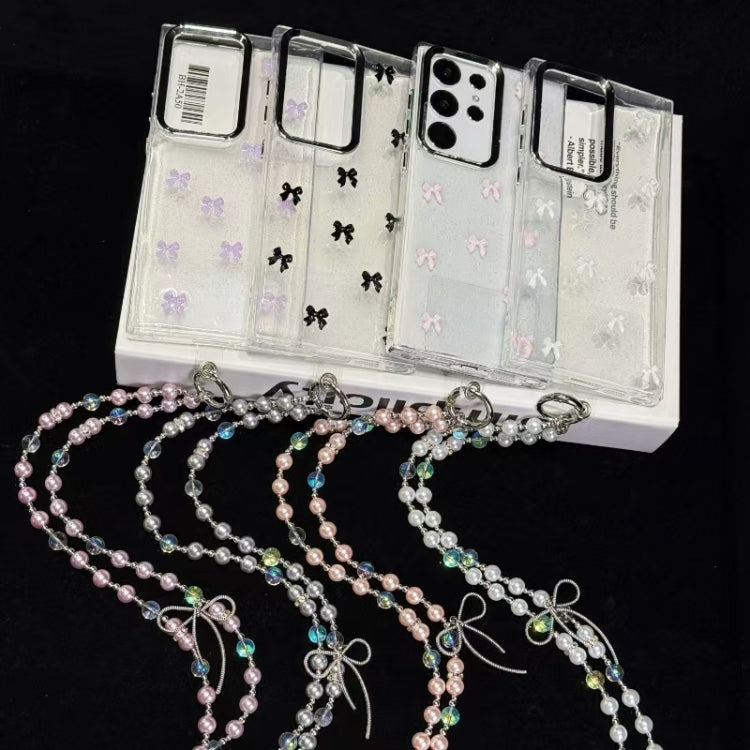 For Samsung Galaxy S25 5G Little Fresh Bow Neck Chain TPU Phone Case(Pink) - Galaxy S25 5G Cases by PMC Jewellery | Online Shopping South Africa | PMC Jewellery | Buy Now Pay Later Mobicred