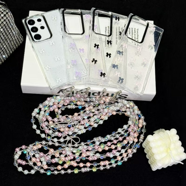 For Samsung Galaxy S25 Ultra 5G Little Fresh Bow Neck Chain TPU Phone Case(White)