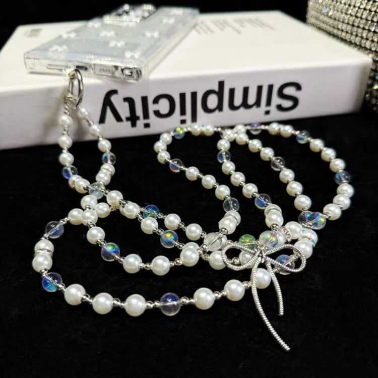 For Samsung Galaxy S25+ 5G Little Fresh Bow Neck Chain TPU Phone Case(White) - Galaxy S25+ 5G Cases by PMC Jewellery | Online Shopping South Africa | PMC Jewellery | Buy Now Pay Later Mobicred