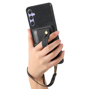 For Samsung Galaxy S25+ 5G Retro Cross Wristband Wallet Leather Back Phone Case(Black)