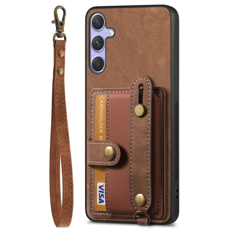 For Samsung Galaxy S25 Ultra 5G Retro Cross Wristband Wallet Leather Back Phone Case(Brown) - Galaxy S25 Ultra 5G Cases by PMC Jewellery | Online Shopping South Africa | PMC Jewellery | Buy Now Pay Later Mobicred