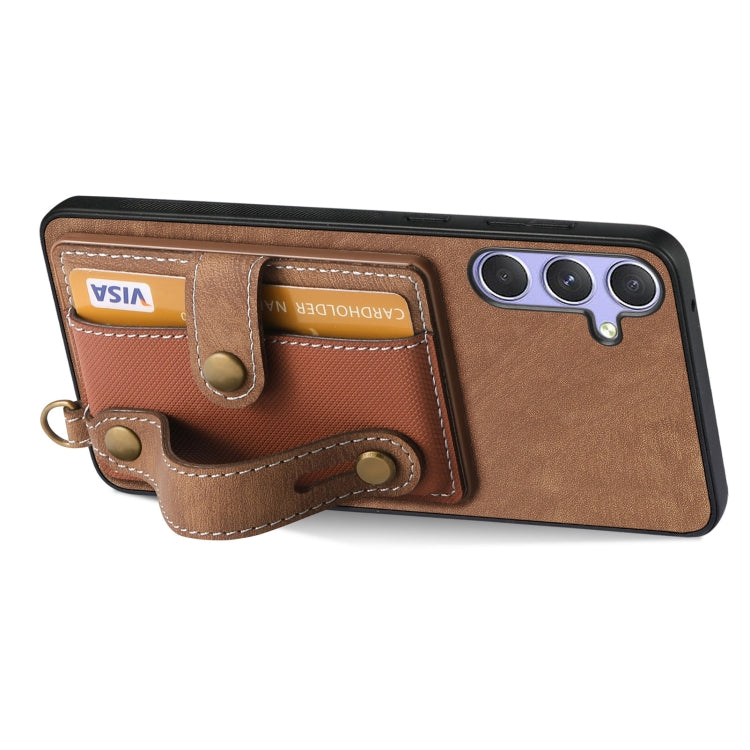 For Samsung Galaxy S25 Ultra 5G Retro Cross Wristband Wallet Leather Back Phone Case(Brown) - Galaxy S25 Ultra 5G Cases by PMC Jewellery | Online Shopping South Africa | PMC Jewellery | Buy Now Pay Later Mobicred