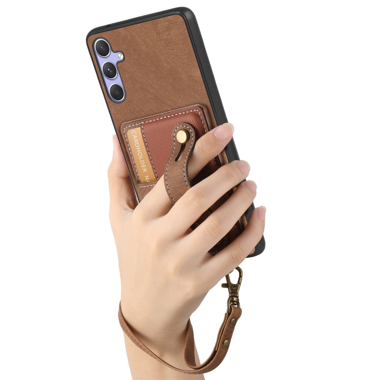 For Samsung Galaxy S25 Ultra 5G Retro Cross Wristband Wallet Leather Back Phone Case(Brown) - Galaxy S25 Ultra 5G Cases by PMC Jewellery | Online Shopping South Africa | PMC Jewellery | Buy Now Pay Later Mobicred