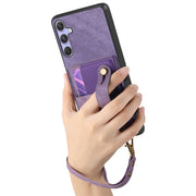 For Samsung Galaxy S25 Ultra 5G Retro Cross Wristband Wallet Leather Back Phone Case(Purple)