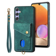 For Samsung Galaxy S25+ 5G Retro Card Wallet Fold Leather Phone Case with Strap(Green) - Galaxy S25+ 5G Cases by PMC TechLife | Online Shopping South Africa | PMC TechLife | Buy Now Pay Later Mobicred