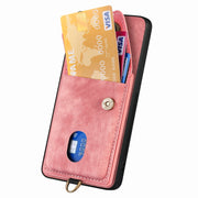 For Samsung Galaxy S25 Ultra 5G Retro Card Wallet Fold Leather Phone Case with Strap(Pink)