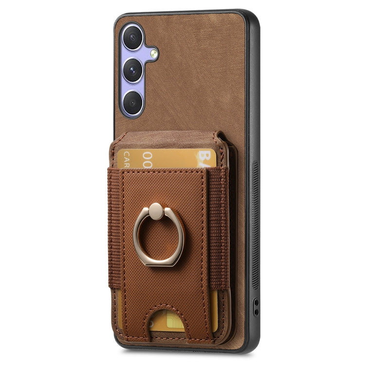 For Samsung Galaxy S25 5G Retro Splitable Magnetic Stand Card Bag Leather Phone Case(Brown)