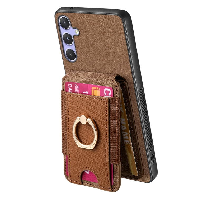For Samsung Galaxy S25 5G Retro Splitable Magnetic Stand Card Bag Leather Phone Case(Brown)