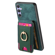 For Samsung Galaxy S25 5G Retro Splitable Magnetic Stand Card Bag Leather Phone Case(Green)
