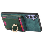 For Samsung Galaxy S25 5G Retro Splitable Magnetic Stand Card Bag Leather Phone Case(Green)