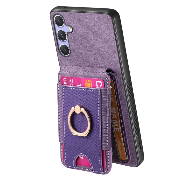 For Samsung Galaxy S25 5G Retro Splitable Magnetic Stand Card Bag Leather Phone Case(Purple) - Galaxy S25 5G Cases by PMC Jewellery | Online Shopping South Africa | PMC Jewellery | Buy Now Pay Later Mobicred