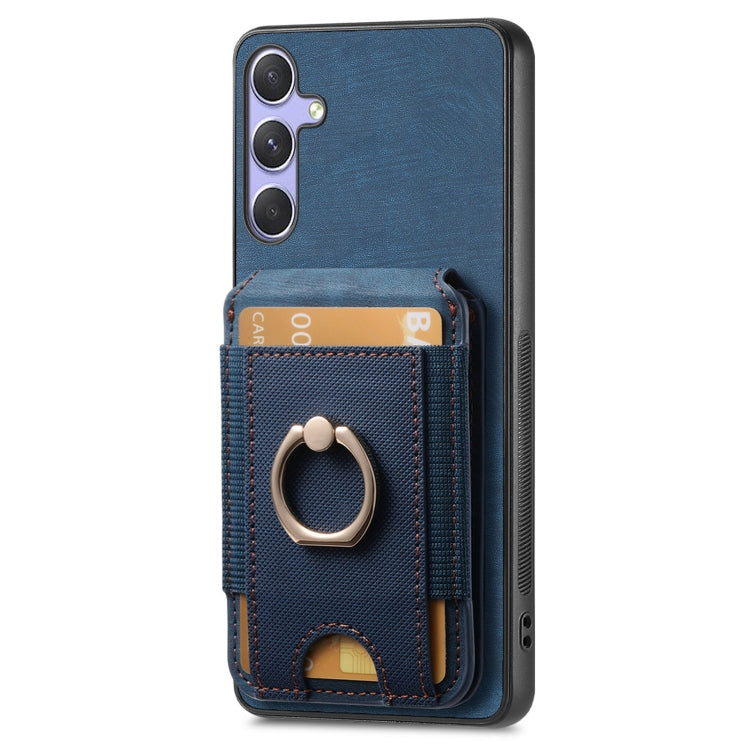 For Samsung Galaxy S25+ 5G Retro Splitable Magnetic Stand Card Bag Leather Phone Case(Blue)