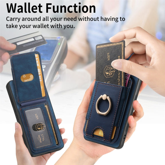 For Samsung Galaxy S25+ 5G Retro Splitable Magnetic Stand Card Bag Leather Phone Case(Blue)